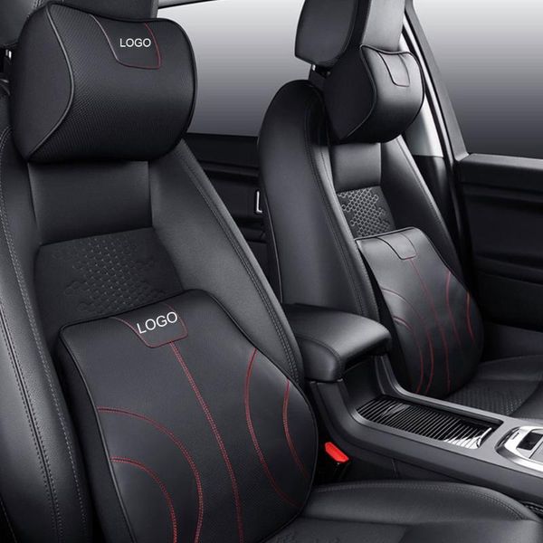 

seat cushions genuine leather car headrest pillow neck memory lumbar support custom for infiniti auto rest cushion