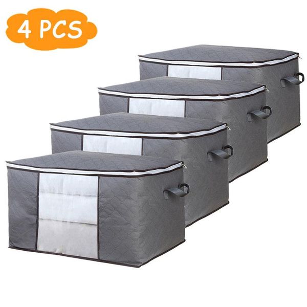 

clothing & wardrobe storage 3/4 pcs set foldable comforter bag household box dustproof quilt organizer