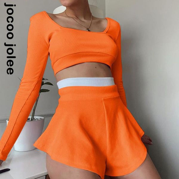 

women's tracksuits o-neck skinny women two piece sets patchwork knitted solid sweet female long sleeve t-shirts and high waist short su, Gray