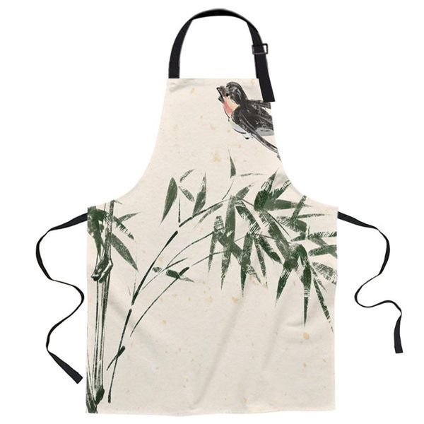 

aprons spring bamboo swallow ink chinese style for women men kid cooking baking apron kitchen utility equipment accessories