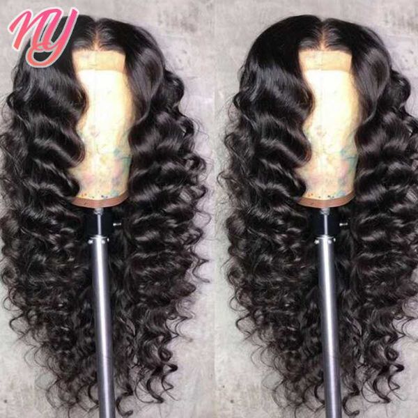 

t-part/closure lace180% density loose deep wave transparent short 8" to long 30"human hair wigs brazilian remy lace, Black;brown