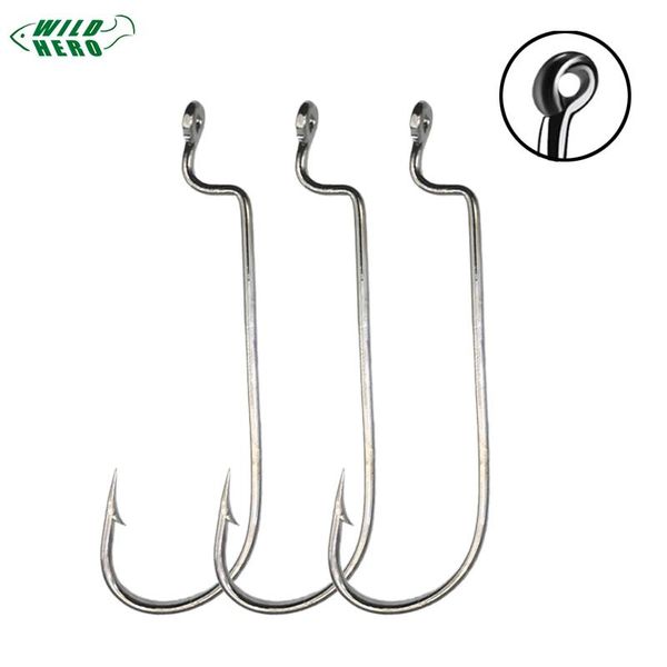 

fishing hooks 50pcs/lot soft worm high carbon steel narrow super lock fishhooks lure softjerk 8#-5/0 tackle
