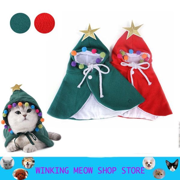 

cute red cape for cat s/m/l gold star year clothing dog accessories rope tie christmas costume 2 colors pet goods 2021 costumes