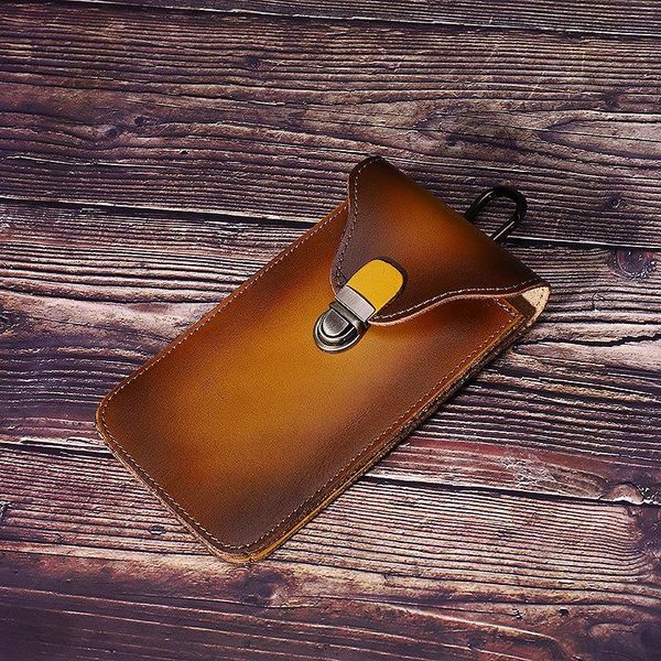 

waist bags leather thin 6.5 "mobile phone bag vertical double hanging men's trouser