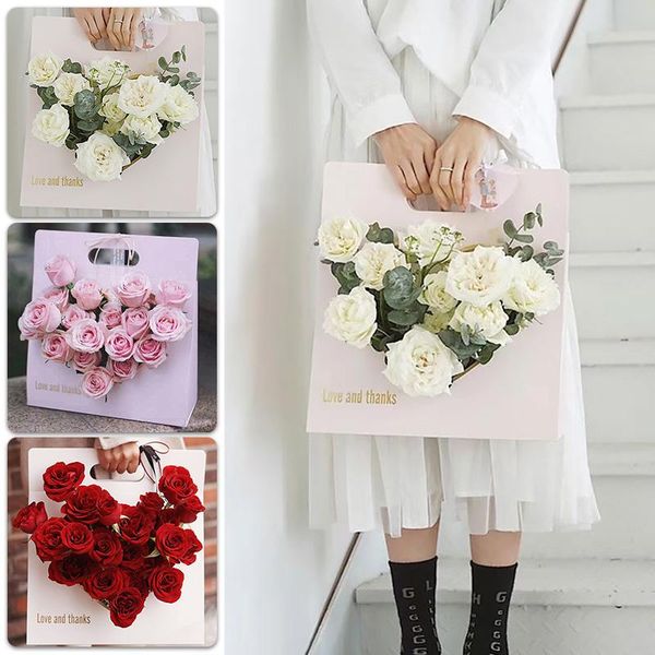 

hug bucket round flower paper box packing bag fresh gift handbag party wedding storage florist supplies wrap