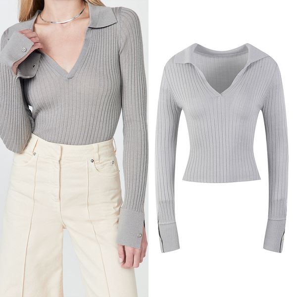 

women's sweaters women's sweater shirts with low-knit v-neck solid thin gray jumper casual jersey elegant lady korean style po2j, White;black