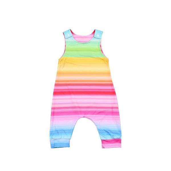 

jumpsuits 0-18m baby clothes rainbow printed romper summer born sleeveless jumpsuit boy overall girl outfits, Blue