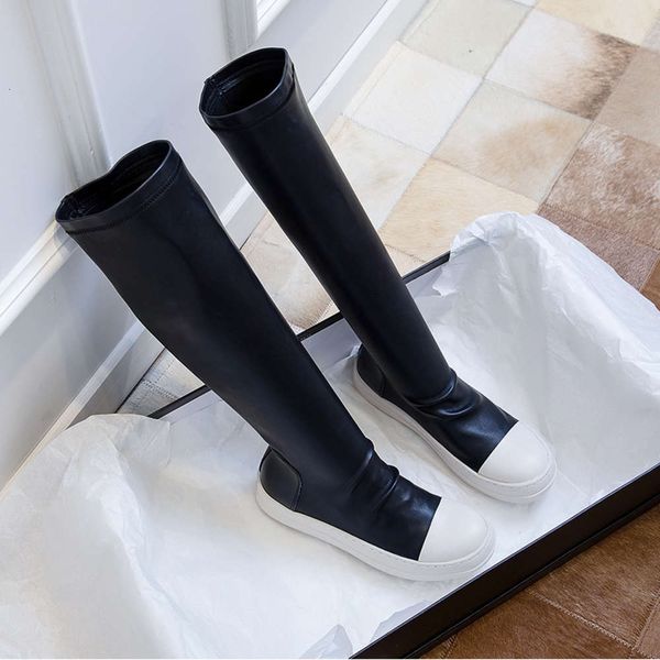 

ro over knee boots women's autumn winter slim high versatile simple thick soled elastic inverted, Black