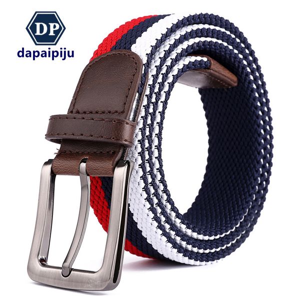 

durable fashion the felt double layer high elastic woven canvas belt fashion casual men's and women's pin buckle, Black;brown