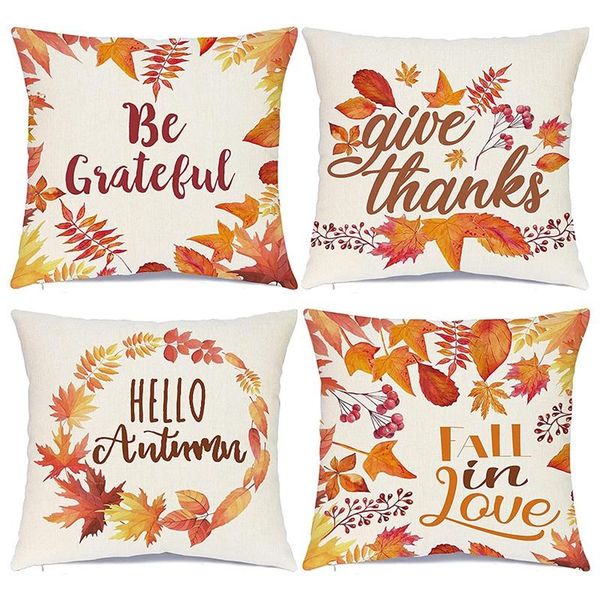 

pillow case fall covers 18x18 set of 4 thanksgiving decorations holiday rustic farmhouse throw for couch