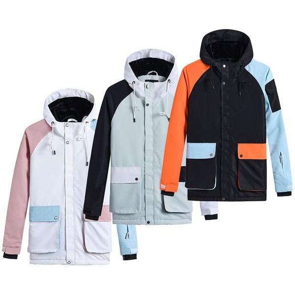 

skiing jackets fashion color matching coats men or women's ice snow suit wear snowboarding clothing waterproof cotton warm costumes ski