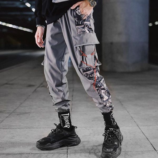 

men's pants men black joggers summer mens big pockets ankel cargo male spring streetwear overalls sweatpants