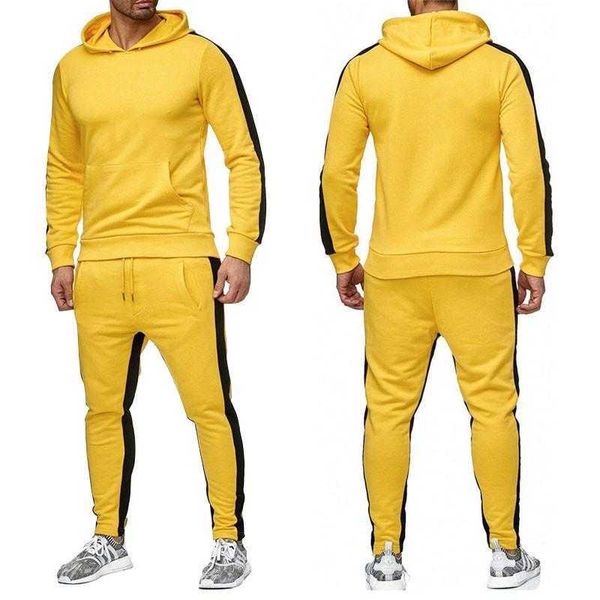 Abbigliamento sportivo primavera e autunno da uomo nuovo 2 pezzi Giacca in pile vestiti sanitari testa + pantaloni sportivi tuta sportiva per il tempo libero X0610