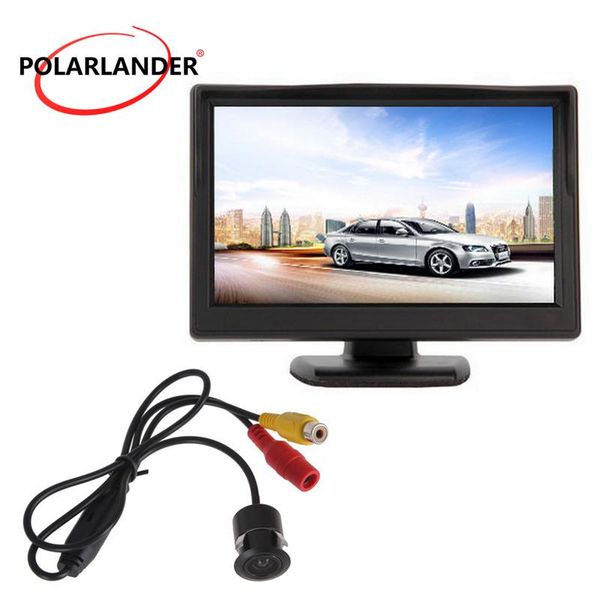 

car video reversing camera night vision 12-24v parking monitor 5 inch tft screen 18.5mm led with lamp plug-in rear cam deskbus/car