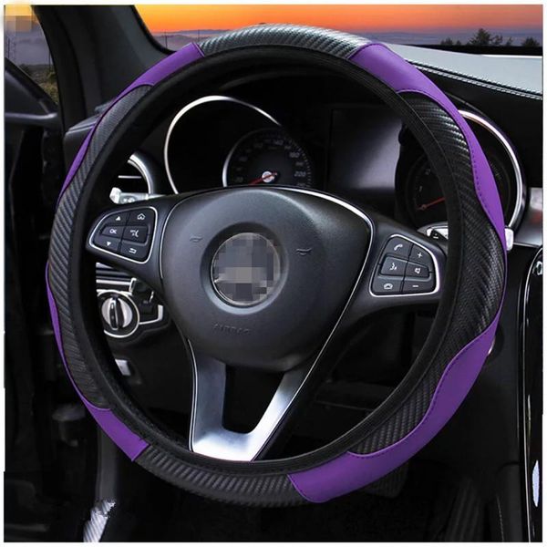 

steering wheel covers car cover anti slip protector carbon fiber leather sports interior wrap 38cm