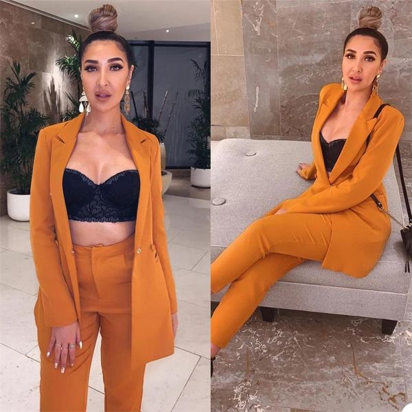 

women's two piece pants orange slim fit women suits single breasted jacket with mother of bride dress custom made ladies business offic, White