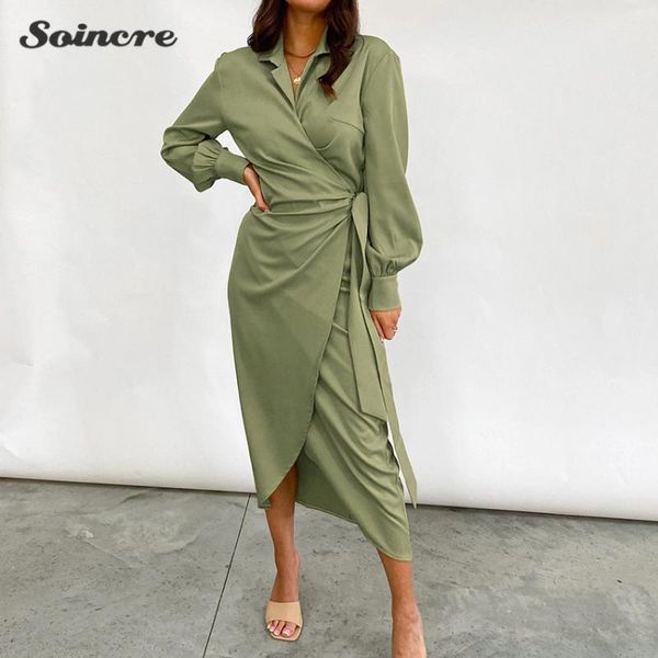 

casual dresses dress for women 2021 v-neck high waist split lace up french slim wrap female autumn fashion irregular belt, Black;gray