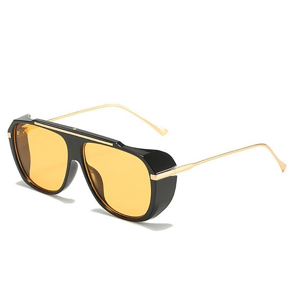 

sunglasses quality big frame poilt men women metal plastic mix aviation sun glasses trendy gradient tide ride uv400 eyewear, White;black