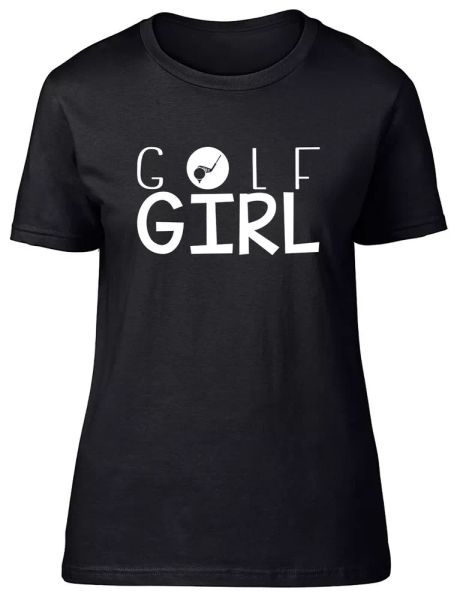 

golf girl fitted womens ladies t shirt, White;black