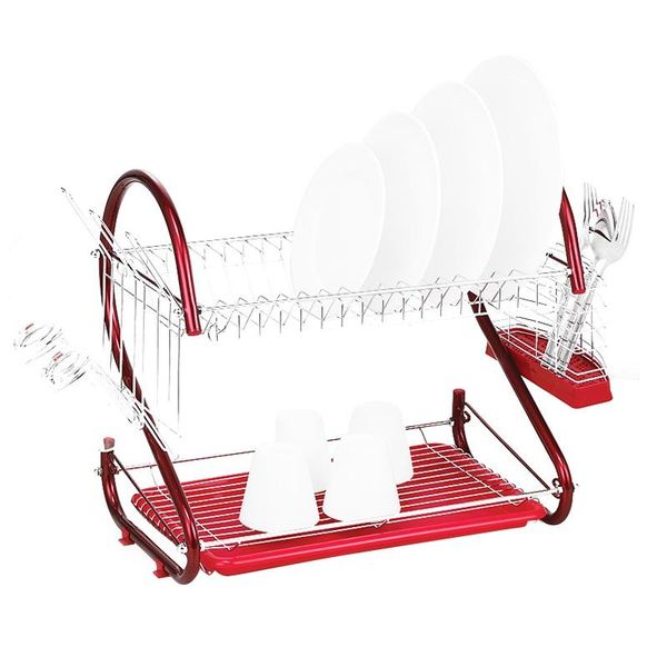 

kitchen storage & organization iron 2 tiers dish cup drying rack drainer