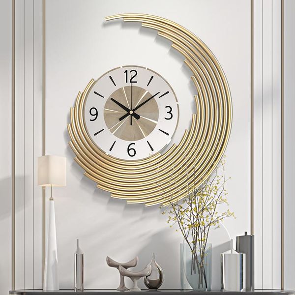 

gold big creative wall clocks living room modern simple home art decorative reloj de pared moderno decor w6c