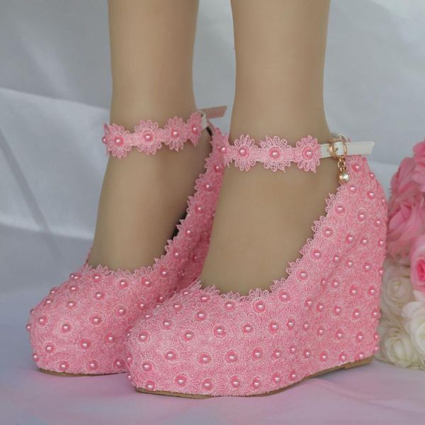 

platform sandals women lace flower a word strap large size wedding wedges shoes elegant shallow mouth single boots, Black