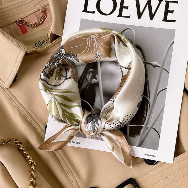 

scarves all-match silk female mulberry small square scarf handkerchiefs head for women tie bag orname printed neckerchief, Blue;gray