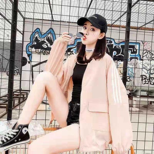

women's jackets 2021 summer sunscreen korean short jacket female loose student bf baseball uniform solid color versatile windbreaker, Black;brown