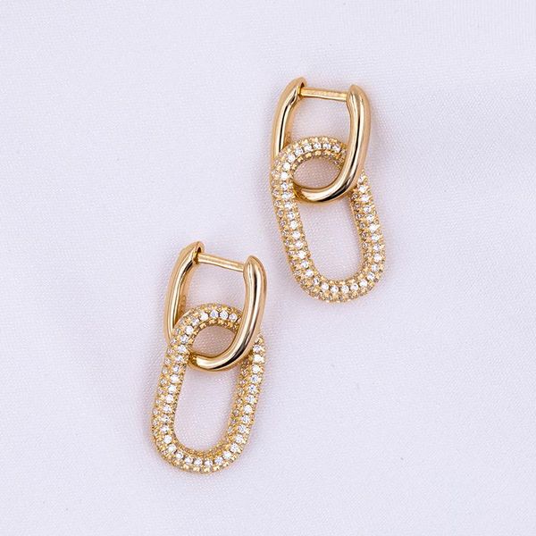 

hoop & huggie 925 sterling silver fashionsquare double layer detachable earrings ladies simple temperament elegant jewelry accessories gifts, Golden;silver