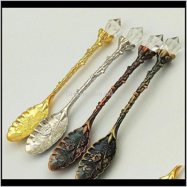 

flatware kitchen, dining bar home & garden drop delivery 2021 vintage royal style metal carved coffee spoons forks with crystal head kitchen