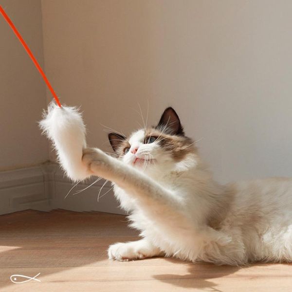 

cat toys feather plush stick fairy environmentally friendly imitated fur bite resistant toy pet supplies