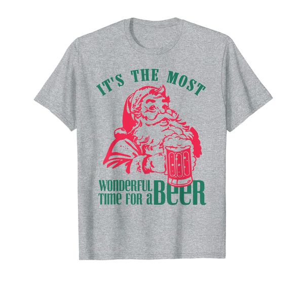 

it's the most wonderful time for a beer, santa drinking beer t-shirt, White;black