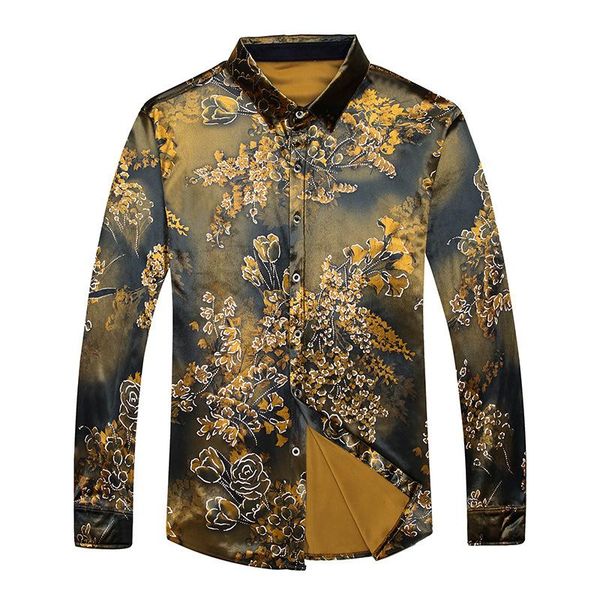 

men's casual shirts middle-aged business printing lapel long sleeve men handsome pleuche fashion logo shirt, White;black