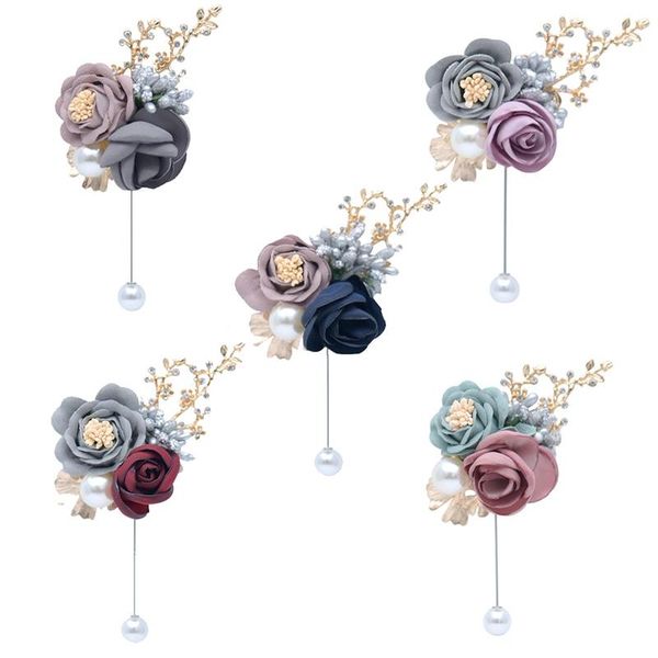 

rose pearl beaded leaf corsage wedding bride groom bridesmaid guest for prom accessories decorative flowers & wreaths