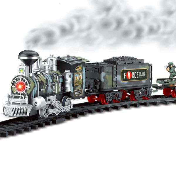 

electric/rc car electric smoke remote control rail simulation model rechargeable steam train children's toy set
