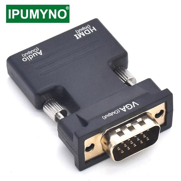 

audio cables & connectors to vga adapter hd tv pc aux jack 3.5 video converter mini projector television monitor projetor extender conn