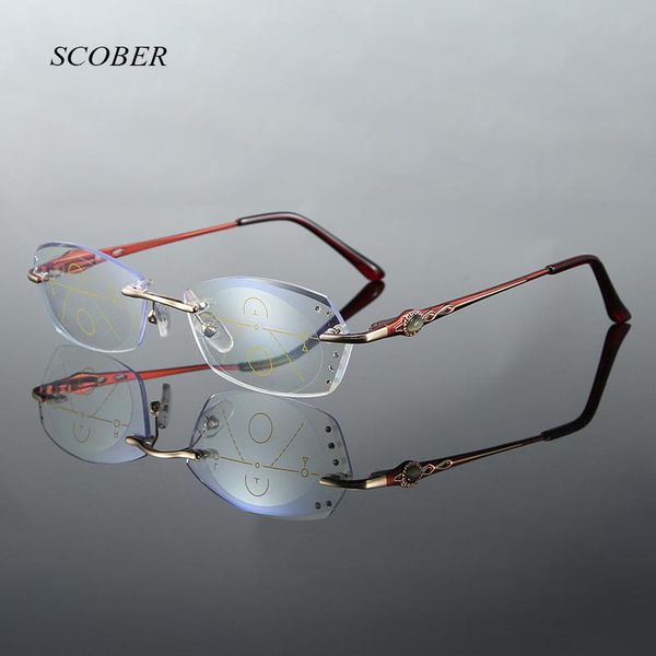 

sunglasses 2021 titanium alloy anti-blue progressive multifocal reading glasses smart zoom women far near presbyopic glass, White;black