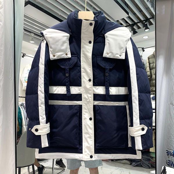 

women's down & parkas clothing jacket 2021 mid-length color-blocking parker tooling winter coat white duck, Black
