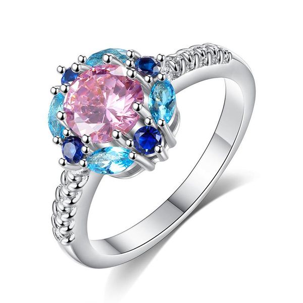 

wedding rings fashion colorful crystal zircon engagement ring for women design female anel austrian crystals jewelry gift, Slivery;golden