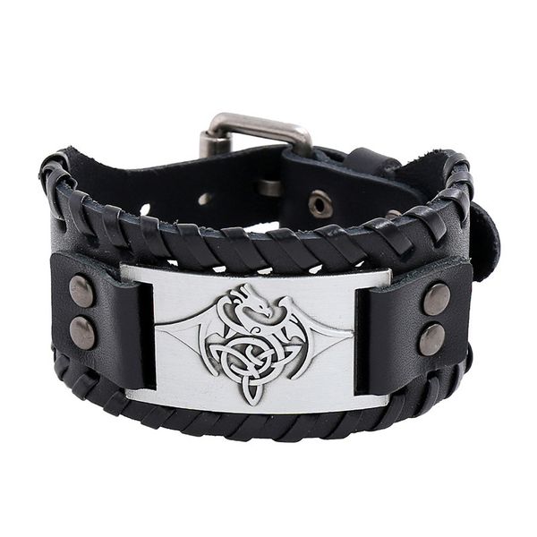 

bangles bracelet 2021 woven cowhide punk men's leather accessories, Black