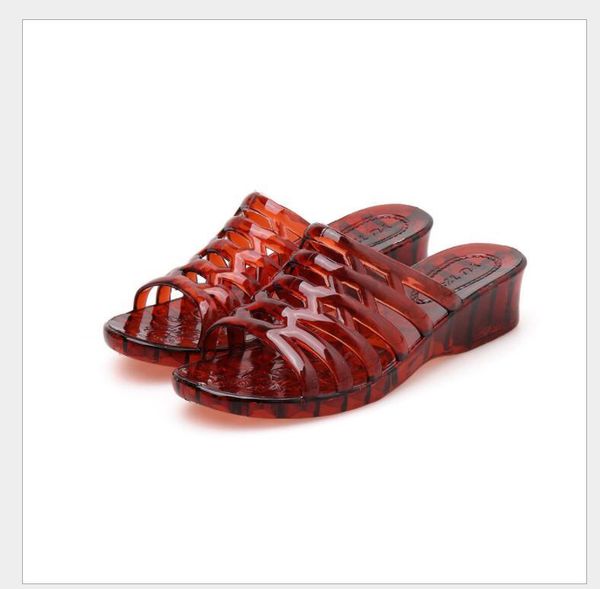 

slippers the 2021 summer glass slipper is made of transparent plastic and non-slip with jelly, Black