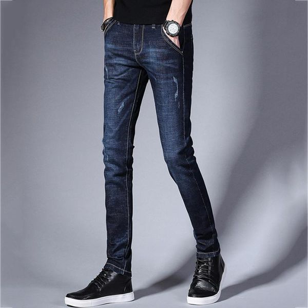 

men's jeans fall 2021 high-end men stretch slim feet trend wild summer long pants, Blue