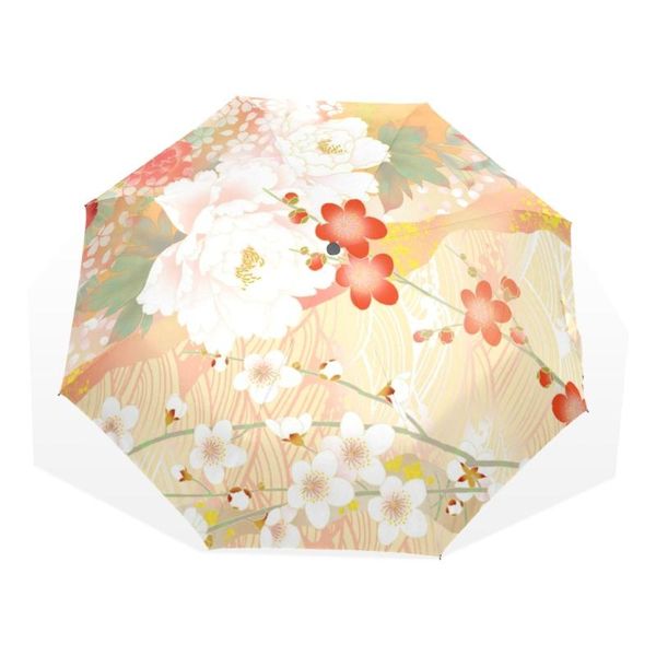 

umbrellas folding automatic umbrella rain women anti-uv protection sunscreen parasol windproof yellow flowers