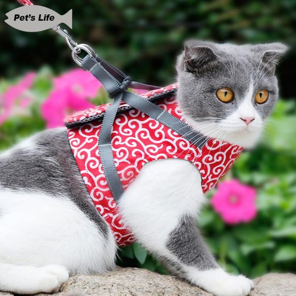 

cat collars & leads harness and leash set dogs vest escape proof chest strap clothes for pet clothing