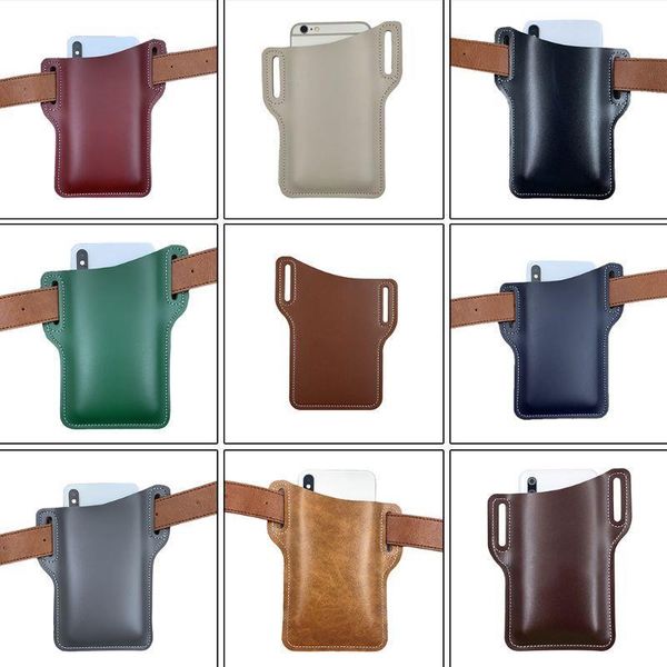 

retro artificial leather mobile phone carrier belt pouch men waterproof cellphone loop holster protection case waist bag wallet