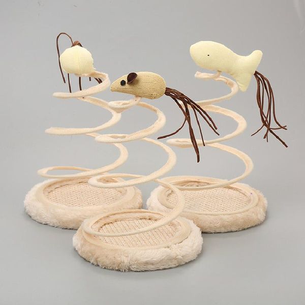 

cat toys 2021 creative pet supplies spiral spring plush cotton burlap funny tray