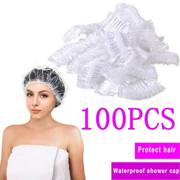 

shower caps 100pcs waterproof hat disposable bath head hair cover cap