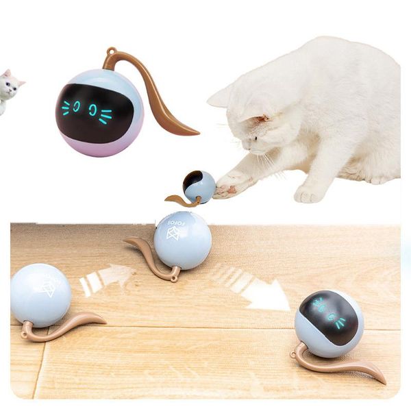 

cat toys funny toy automatic smart interactive colorful led self rotating ball kitten electronic dog accessory