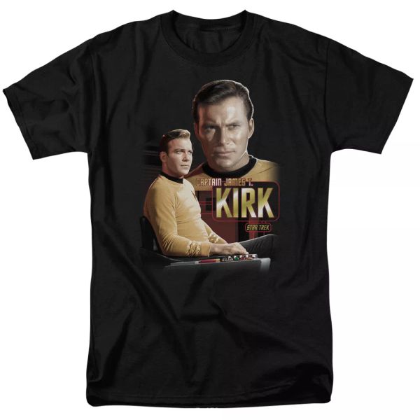 

star trek captain kirk tv show t-shirt sizes s-3x new, White;black