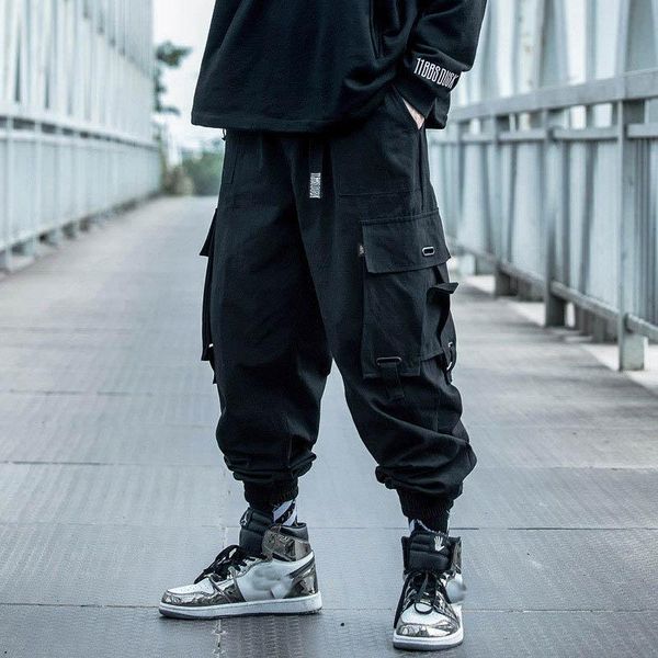 

men's pants black overalls hip-hop autumn harem streetwear harajuku jogging sweatpants cotton trousers